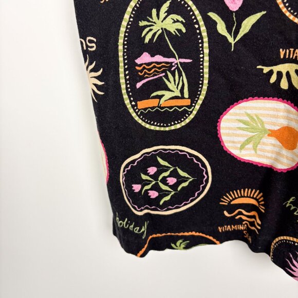 Monteau Womens Graphic Vacation Dress Black Strappy Mediterranean Size Small - Picture 3 of 4